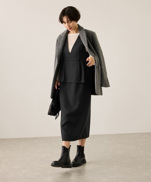 ROPE' PICNIC（ロペピクニック）の「【新色追加】レイヤード風ペプラムジャンパースカート（ジャンパースカート・レディース・チャコールグレー/ブラック/ダークブラウン/グレー・S/M/L）」の6枚目の写真