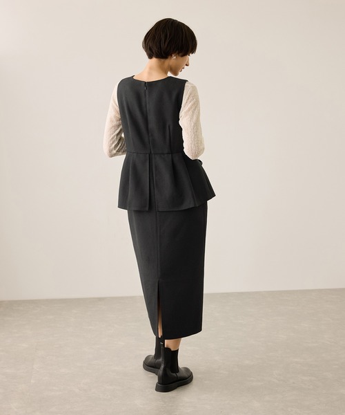 ROPE' PICNIC（ロペピクニック）の「【新色追加】レイヤード風ペプラムジャンパースカート（ジャンパースカート・レディース・チャコールグレー/ブラック/ダークブラウン/グレー・S/M/L）」の9枚目の写真