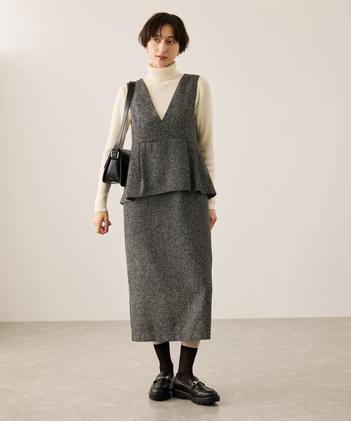 セール】【新色追加】レイヤード風ペプラムジャンパースカート