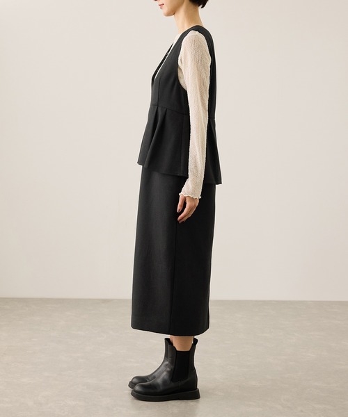 ROPE' PICNIC（ロペピクニック）の「【新色追加】レイヤード風ペプラムジャンパースカート（ジャンパースカート・レディース・チャコールグレー/ブラック/ダークブラウン/グレー・S/M/L）」の22枚目の写真