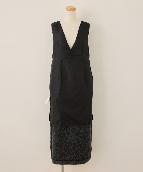 セール】【新色追加】レイヤード風ペプラムジャンパースカート