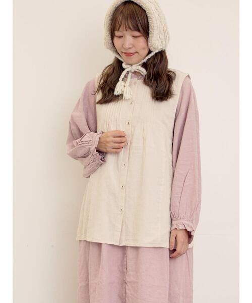 Samansa Mos2(サマンサ モスモス)の「【Cross×Linen】ピンタックベスト(ベスト・レディース・ピンク/チャコールグレー/キナリ・F)」の16枚目の写真