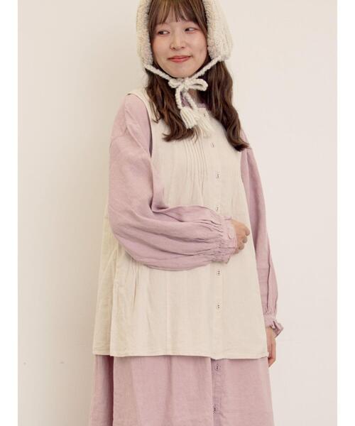 Samansa Mos2(サマンサ モスモス)の「【Cross×Linen】ピンタックベスト(ベスト・レディース・ピンク/チャコールグレー/キナリ・F)」の17枚目の写真