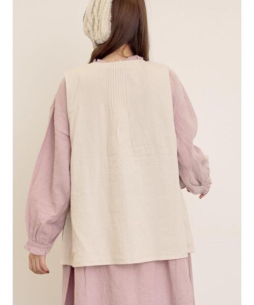 Samansa Mos2(サマンサ モスモス)の「【Cross×Linen】ピンタックベスト(ベスト・レディース・ピンク/チャコールグレー/キナリ・F)」の18枚目の写真