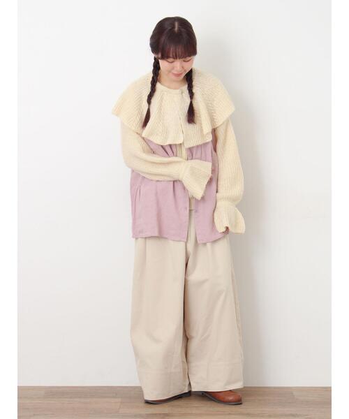 Samansa Mos2(サマンサ モスモス)の「【Cross×Linen】ピンタックベスト(ベスト・レディース・ピンク/チャコールグレー/キナリ・F)」の4枚目の写真