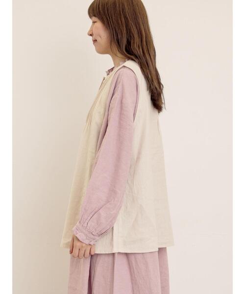 Samansa Mos2(サマンサ モスモス)の「【Cross×Linen】ピンタックベスト(ベスト・レディース・ピンク/チャコールグレー/キナリ・F)」の8枚目の写真