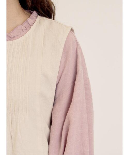 Samansa Mos2(サマンサ モスモス)の「【Cross×Linen】ピンタックベスト(ベスト・レディース・ピンク/チャコールグレー/キナリ・F)」の12枚目の写真