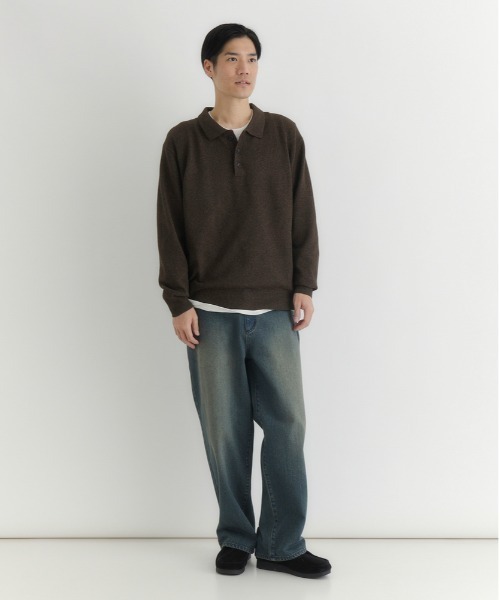 BACK NUMBER(バックナンバー)の「【BACK NUMBER】衿付きポロニットトップス (上品デザイン / ボックスシルエット / 伸縮素材 / オフィスカジュアル)(ニット/セーター・メンズ・ブラック/グレー/ブラウン・L/XL/M)」の8枚目の写真