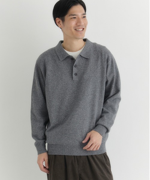 BACK NUMBER(バックナンバー)の「【BACK NUMBER】衿付きポロニットトップス (上品デザイン / ボックスシルエット / 伸縮素材 / オフィスカジュアル)(ニット/セーター・メンズ・ブラック/グレー/ブラウン・L/XL/M)」の9枚目の写真