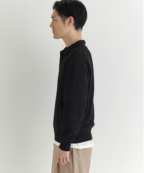 BACK NUMBER(バックナンバー)の「【BACK NUMBER】衿付きポロニットトップス (上品デザイン / ボックスシルエット / 伸縮素材 / オフィスカジュアル)(ニット/セーター・メンズ・ブラック/グレー/ブラウン・L/XL/M)」の14枚目の写真