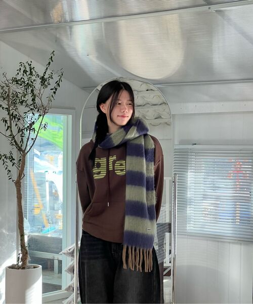 GRAVER（グレーバー）の「[ユニセックス]GRAE-Sストライプフードパーカー_ブラウン（パーカー・レディース・ブラウン・SMALL/MEDIUM/LARGE）」の22枚目の写真
