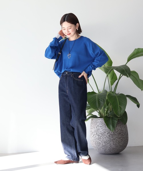 AMERICAN HOLIC（アメリカンホリック）の「バイパチラグランニットプルオーバー（ニット/セーター・レディース・ブルー/モカ/グレー系その他/ネイビー・M/L）」の11枚目の写真