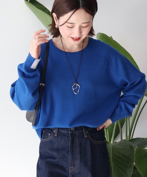 AMERICAN HOLIC（アメリカンホリック）の「バイパチラグランニットプルオーバー（ニット/セーター・レディース・ブルー/モカ/グレー系その他/ネイビー・M/L）」の8枚目の写真