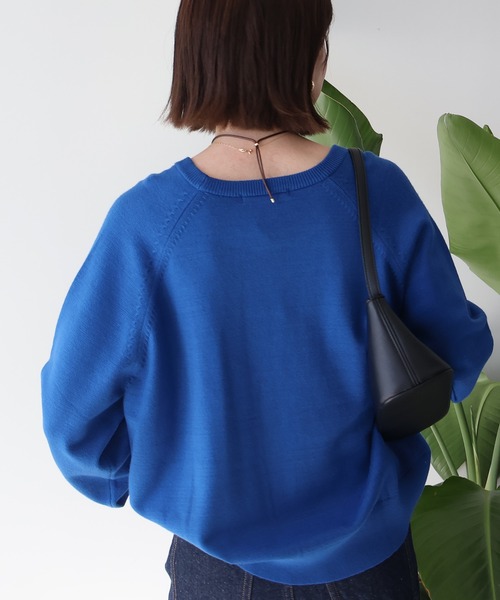 AMERICAN HOLIC（アメリカンホリック）の「バイパチラグランニットプルオーバー（ニット/セーター・レディース・ブルー/モカ/グレー系その他/ネイビー・M/L）」の7枚目の写真