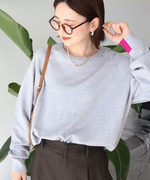 AMERICAN HOLIC（アメリカンホリック）の「バイパチラグランニットプルオーバー（ニット/セーター・レディース・ブルー/モカ/グレー系その他/ネイビー・M/L）」の22枚目の写真