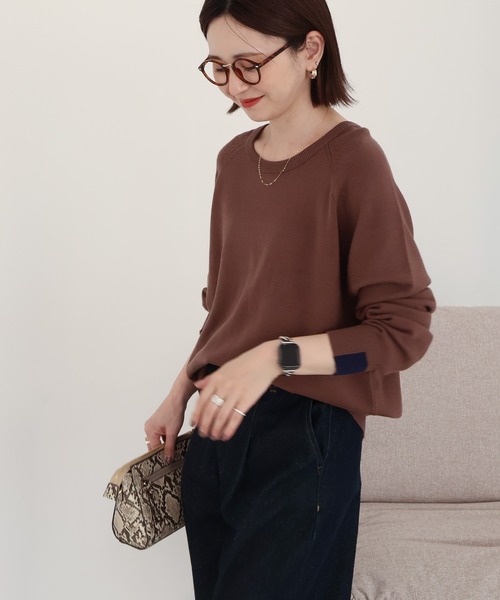 AMERICAN HOLIC（アメリカンホリック）の「バイパチラグランニットプルオーバー（ニット/セーター・レディース・ブルー/モカ/グレー系その他/ネイビー・M/L）」の21枚目の写真