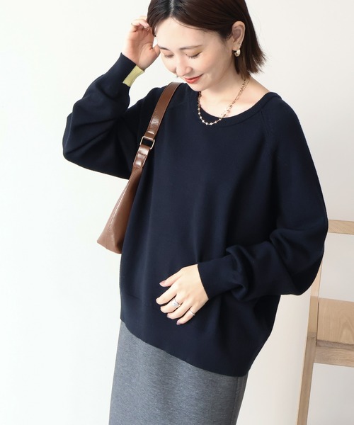 AMERICAN HOLIC（アメリカンホリック）の「バイパチラグランニットプルオーバー（ニット/セーター・レディース・ブルー/モカ/グレー系その他/ネイビー・M/L）」の17枚目の写真