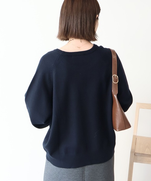 AMERICAN HOLIC（アメリカンホリック）の「バイパチラグランニットプルオーバー（ニット/セーター・レディース・ブルー/モカ/グレー系その他/ネイビー・M/L）」の16枚目の写真