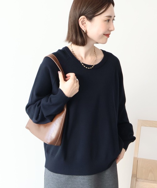 AMERICAN HOLIC（アメリカンホリック）の「バイパチラグランニットプルオーバー（ニット/セーター・レディース・ブルー/モカ/グレー系その他/ネイビー・M/L）」の15枚目の写真