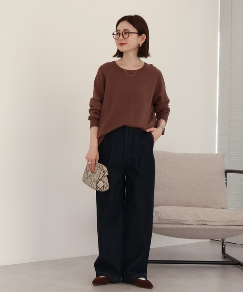 AMERICAN HOLIC（アメリカンホリック）の「バイパチラグランニットプルオーバー（ニット/セーター・レディース・ブルー/モカ/グレー系その他/ネイビー・M/L）」の13枚目の写真