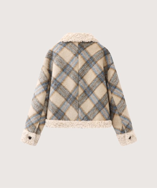 Cozy Check Style Faux Fur Jacket（ムートンコート）｜LA POMME petit