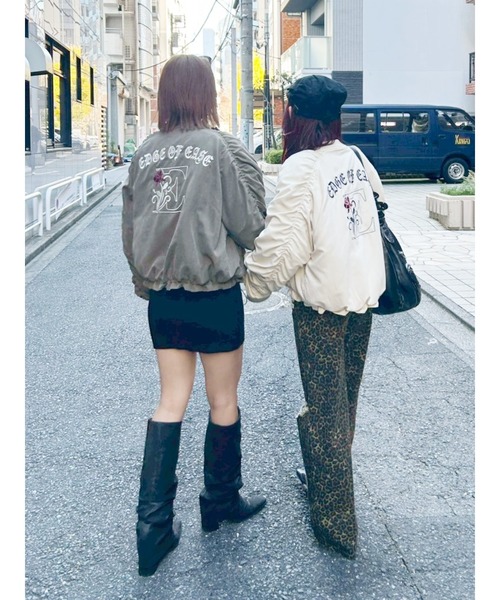 EVRIS(エヴリス)の「ボリュームギャザーショートMA-1(MA-1・レディース・ブラック/カーキ/ホワイト・FREE)」の9枚目の写真