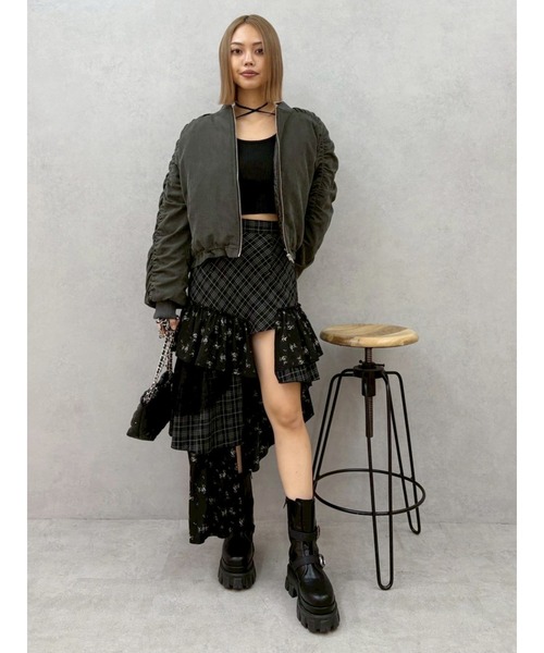 EVRIS(エヴリス)の「ボリュームギャザーショートMA-1(MA-1・レディース・ブラック/カーキ/ホワイト・FREE)」の10枚目の写真