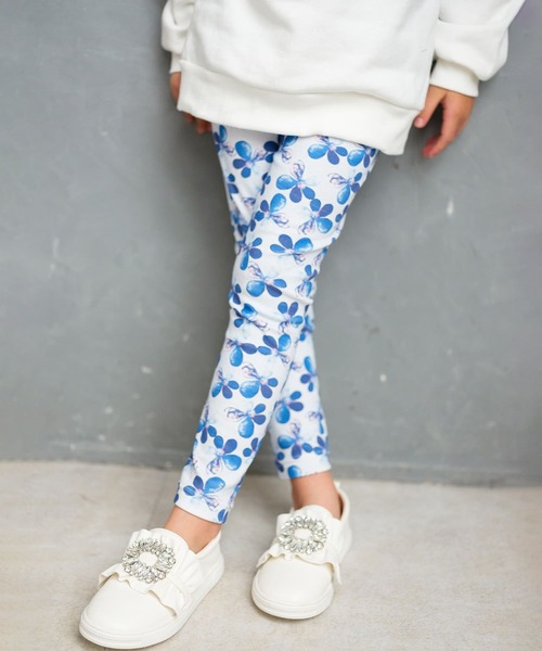 Rora(ローラ)の「デイジー 花柄レギンス(レギンス/スパッツ・キッズ・ブルー・130cm/140cm/150cm/110cm/120cm)」の1枚目の写真
