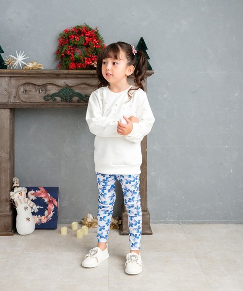 Rora(ローラ)の「デイジー 花柄レギンス(レギンス/スパッツ・キッズ・ブルー・130cm/140cm/150cm/110cm/120cm)」の2枚目の写真
