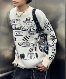 レーシングロゴ 裾ダメージニット