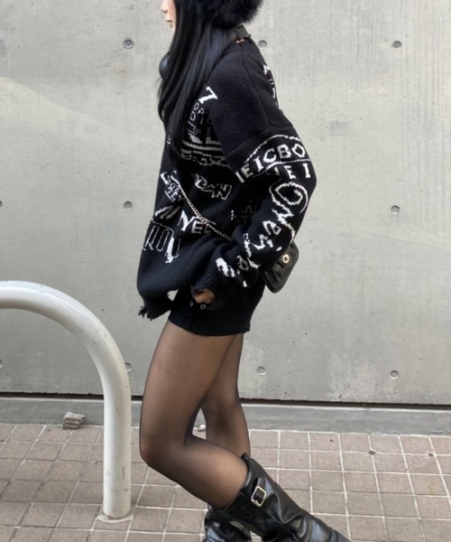 lilful(リルフル)の「レーシングロゴ 裾ダメージニット(ニット/セーター・メンズ・アイボリー/ブラック・M/L)」の16枚目の写真