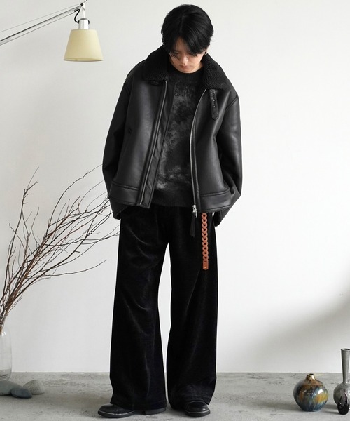 WASHED VELVET CURVE CUT WIDE PANTS（その他パンツ）｜WYM LIDNM