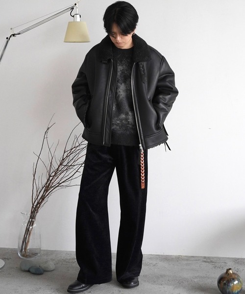 WASHED VELVET CURVE CUT WIDE PANTS（その他パンツ）｜WYM LIDNM