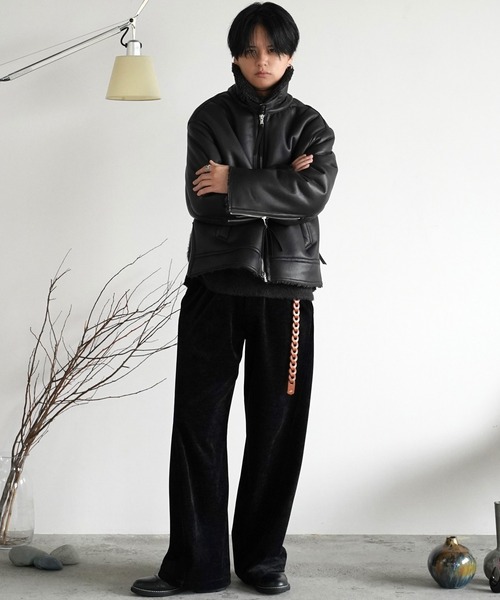 WASHED VELVET CURVE CUT WIDE PANTS（その他パンツ）｜WYM LIDNM