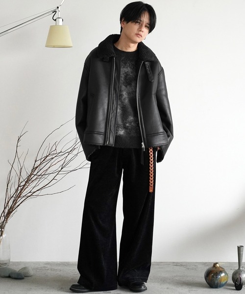 WASHED VELVET CURVE CUT WIDE PANTS（その他パンツ）｜WYM LIDNM