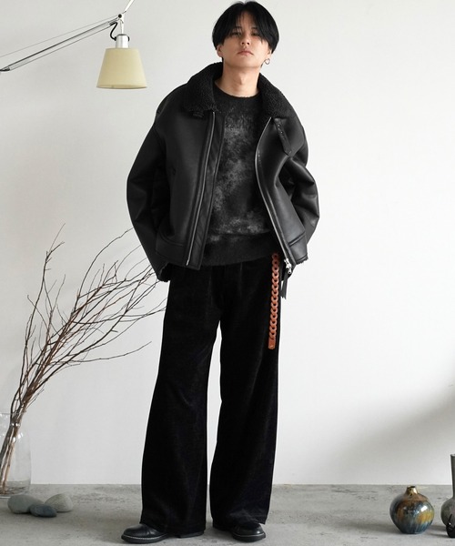 WASHED VELVET CURVE CUT WIDE PANTS（その他パンツ）｜WYM LIDNM