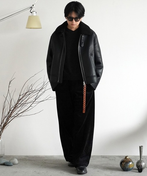 WASHED VELVET CURVE CUT WIDE PANTS（その他パンツ）｜WYM LIDNM
