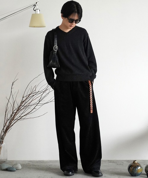WASHED VELVET CURVE CUT WIDE PANTS（その他パンツ）｜WYM LIDNM