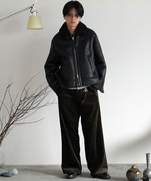 WASHED VELVET CURVE CUT WIDE PANTS（その他パンツ）｜WYM LIDNM