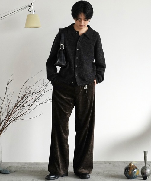 WASHED VELVET CURVE CUT WIDE PANTS（その他パンツ）｜WYM LIDNM
