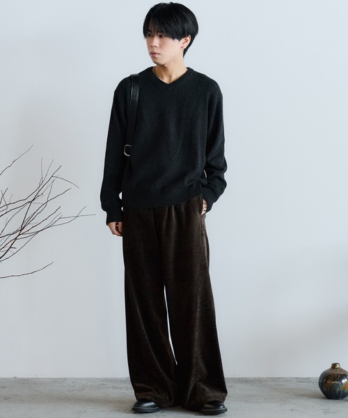 WASHED VELVET CURVE CUT WIDE PANTS（その他パンツ）｜WYM LIDNM
