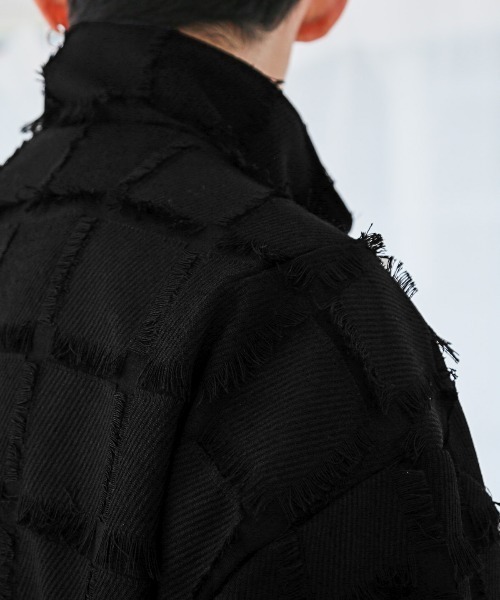 LUXSTYLE(ラグスタイル)の「フリンジチェックスタンドジップブルゾン(ブルゾン・メンズ・ブラック/パープル・L/M)」の11枚目の写真