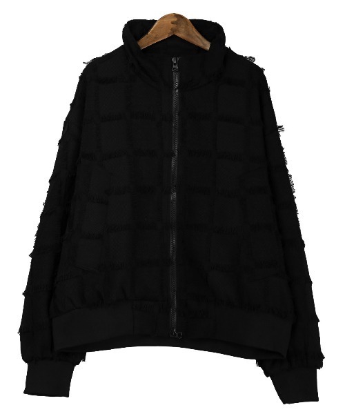 LUXSTYLE(ラグスタイル)の「フリンジチェックスタンドジップブルゾン(ブルゾン・メンズ・ブラック/パープル・L/M)」の12枚目の写真