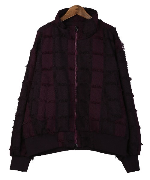 LUXSTYLE(ラグスタイル)の「フリンジチェックスタンドジップブルゾン(ブルゾン・メンズ・ブラック/パープル・L/M)」の13枚目の写真