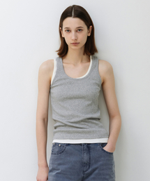 WエッセンシャルUネックスリーブレス MELANGE GREY