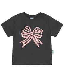 ストライプリボンTシャツ[チャコール]