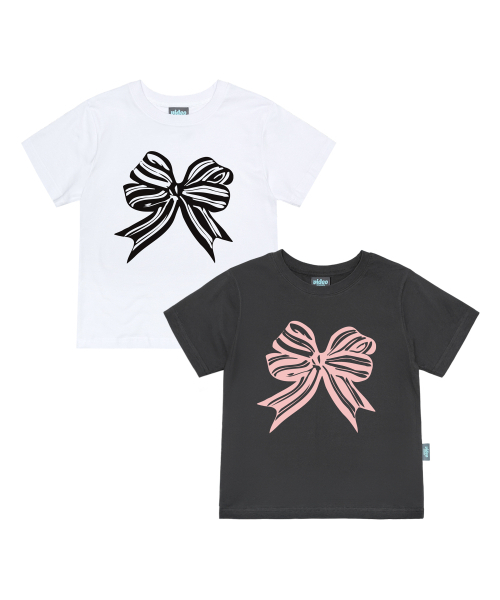 Video Jockey（ビデオジョッキー）の「ストライプリボンTシャツ[チャコール]（Tシャツ/カットソー・レディース・チャコール・FREE）」の2枚目の写真