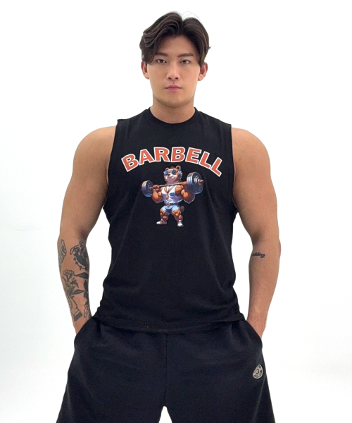 BARBELLWORKS(バーベルワークス)の「アーチベアスリーブレス(Tシャツ/カットソー・メンズ・ホワイト/ブラック・LARGE/X-LARGE)」の4枚目の写真