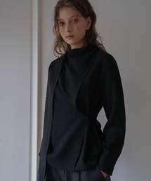 Wrap Scarf Blouse [Black]