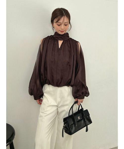 SNIDEL（スナイデル）の「スリットスリーブブラウス（シャツ/ブラウス・レディース・ブラウン/ミント/アイボリー・F）」の20枚目の写真